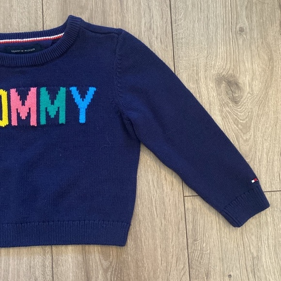 Tommy Hilfiger Girl's Navy Tommy Knit Sweater with Colorful Letters Size XXS 2-3 - Picture 4 of 8